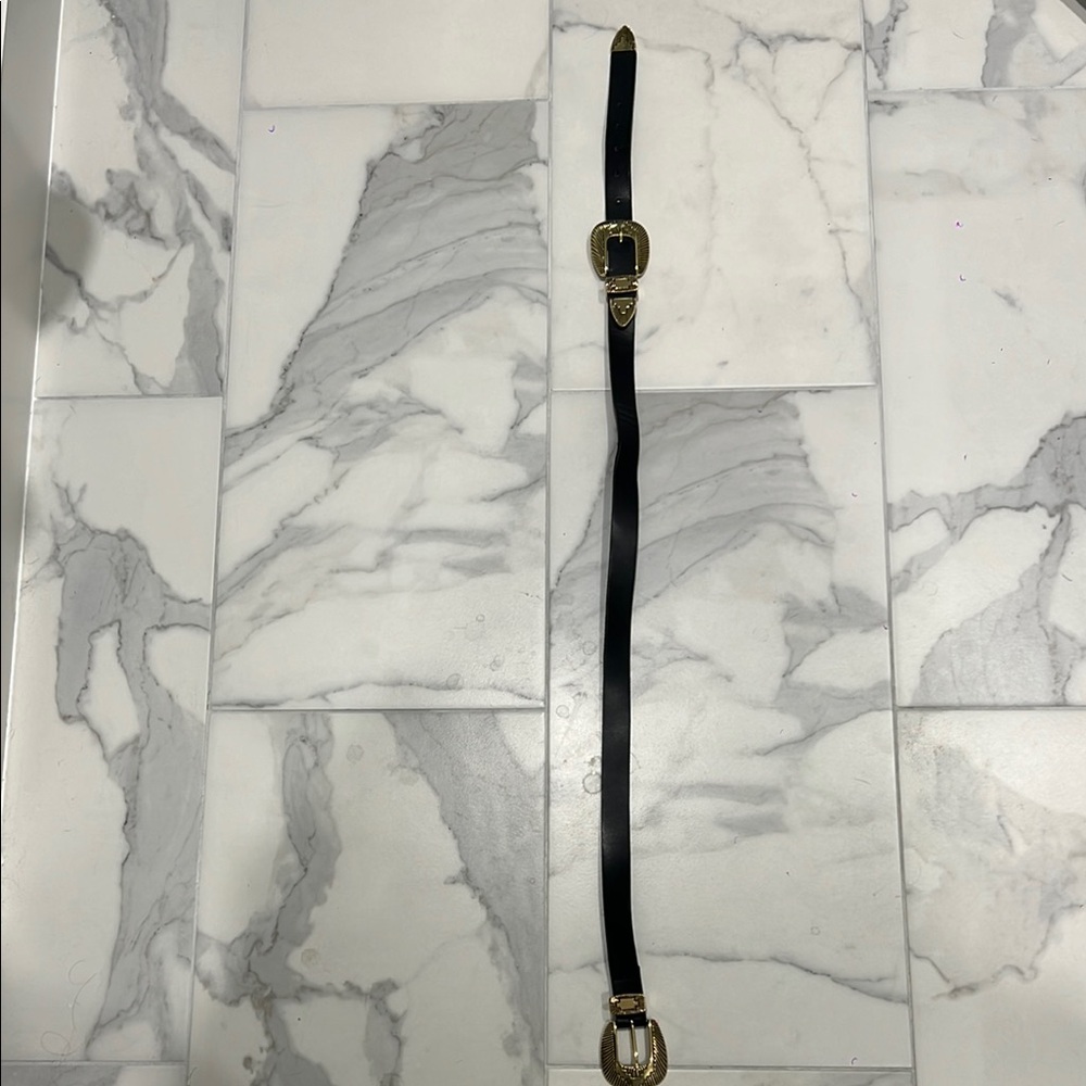 Elegant Black Belt with Gold Accents